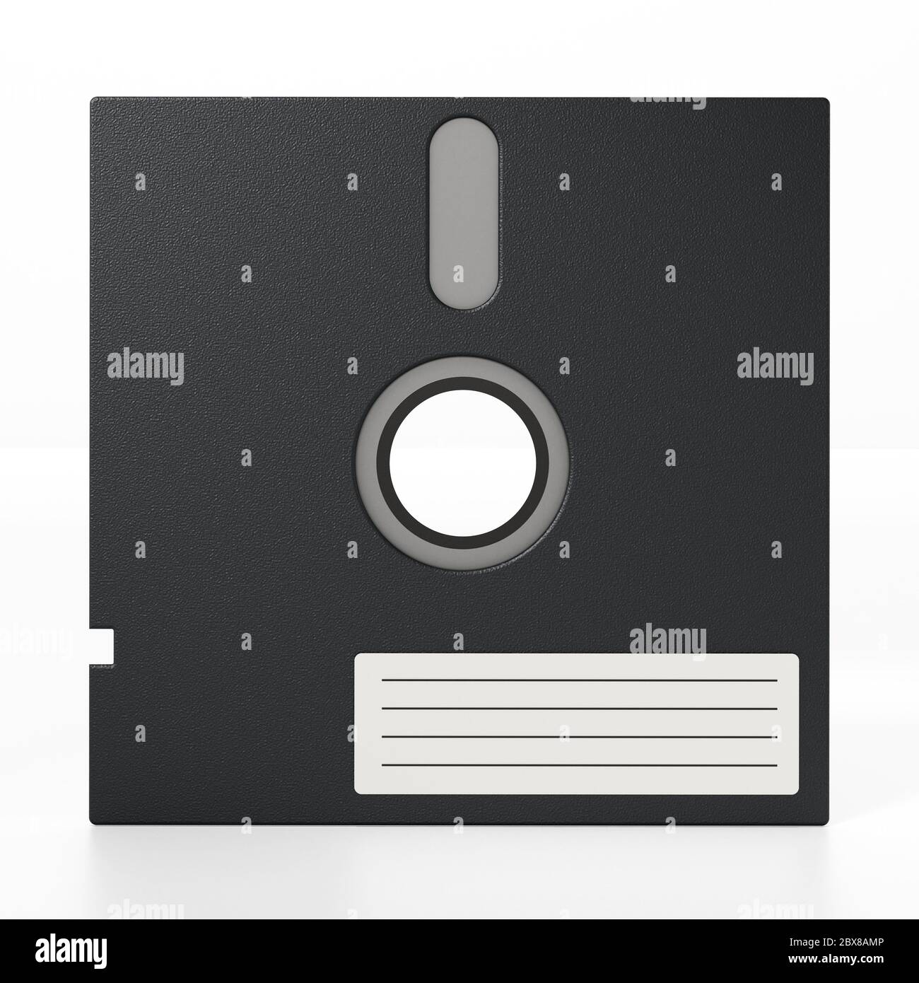 disco floppy da 5.25 pollici isolato su sfondo bianco. Illustrazione 3D. Foto Stock