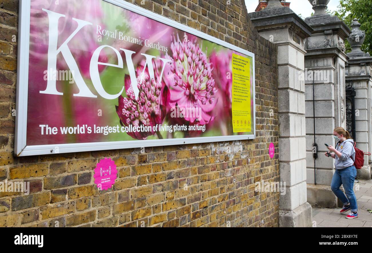 Londra, Regno Unito. 6 giugno 2020 i Giardini Botanici reali, Kew, aprono le sue porte al pubblico per la prima volta da quando è stato chiuso. L'ingresso è limitato agli slot temporali solo per i membri e il personale NHS. Sono esauriti questo fine settimana. Andrew Fosker / Alamy Live News Foto Stock