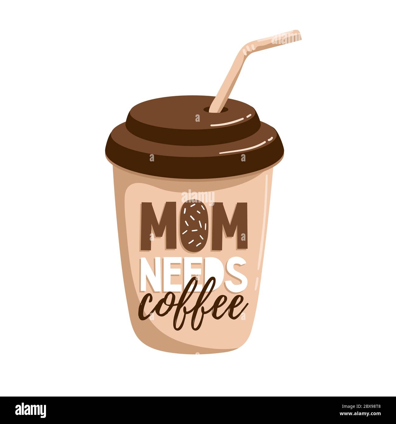 La mamma ha bisogno di caffè, illustrazione vettoriale per la tazza da caffè, t-shirt, banner, volantino, biglietto d'auguri e altro Illustrazione Vettoriale