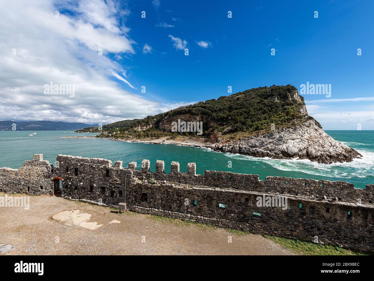 L'Isola di Palmaria, Porto Venere o Portovenere (patrimonio dell'umanità dell'UNESCO). Golfo di la Spezia, Liguria, Italia, Europa Foto Stock