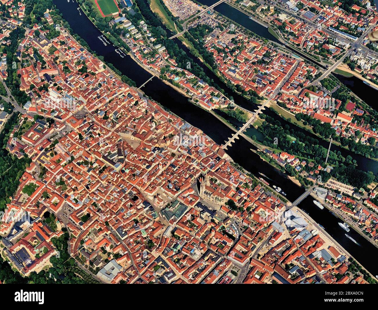 Paesaggio bavarese visto da un aereo ad elica Foto Stock