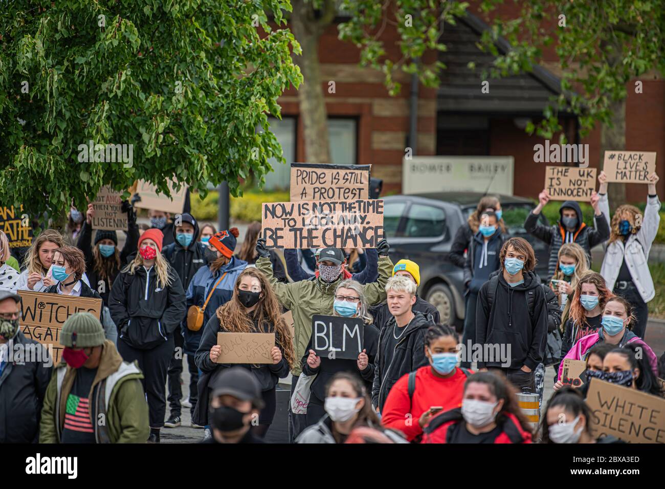 Swindon Black Lives Matter protesta, protesta pacifica contro il Reggente circa il 2020 giugno Foto Stock