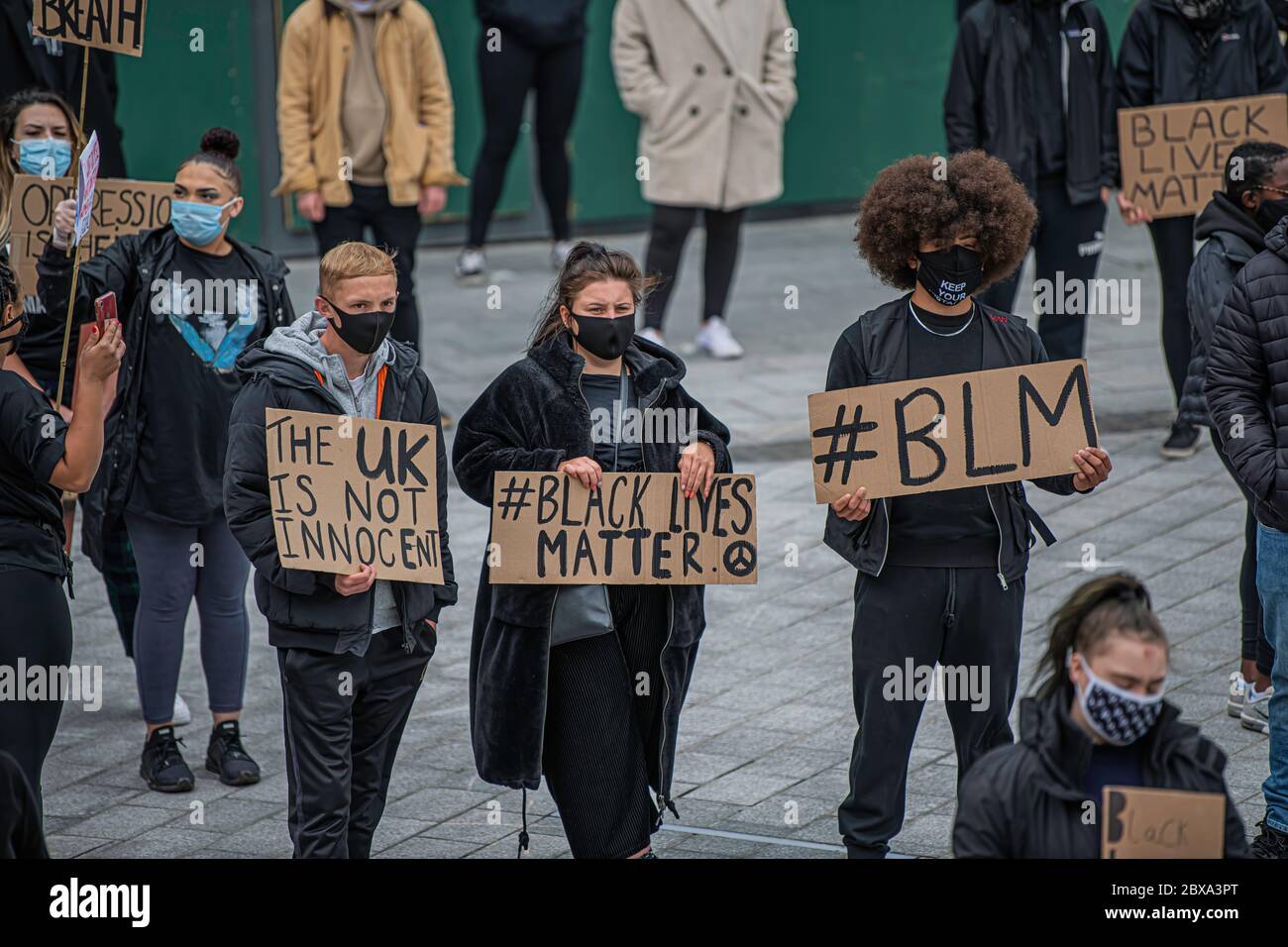 Swindon Black Lives Matter protesta, protesta pacifica contro il Reggente circa il 2020 giugno Foto Stock
