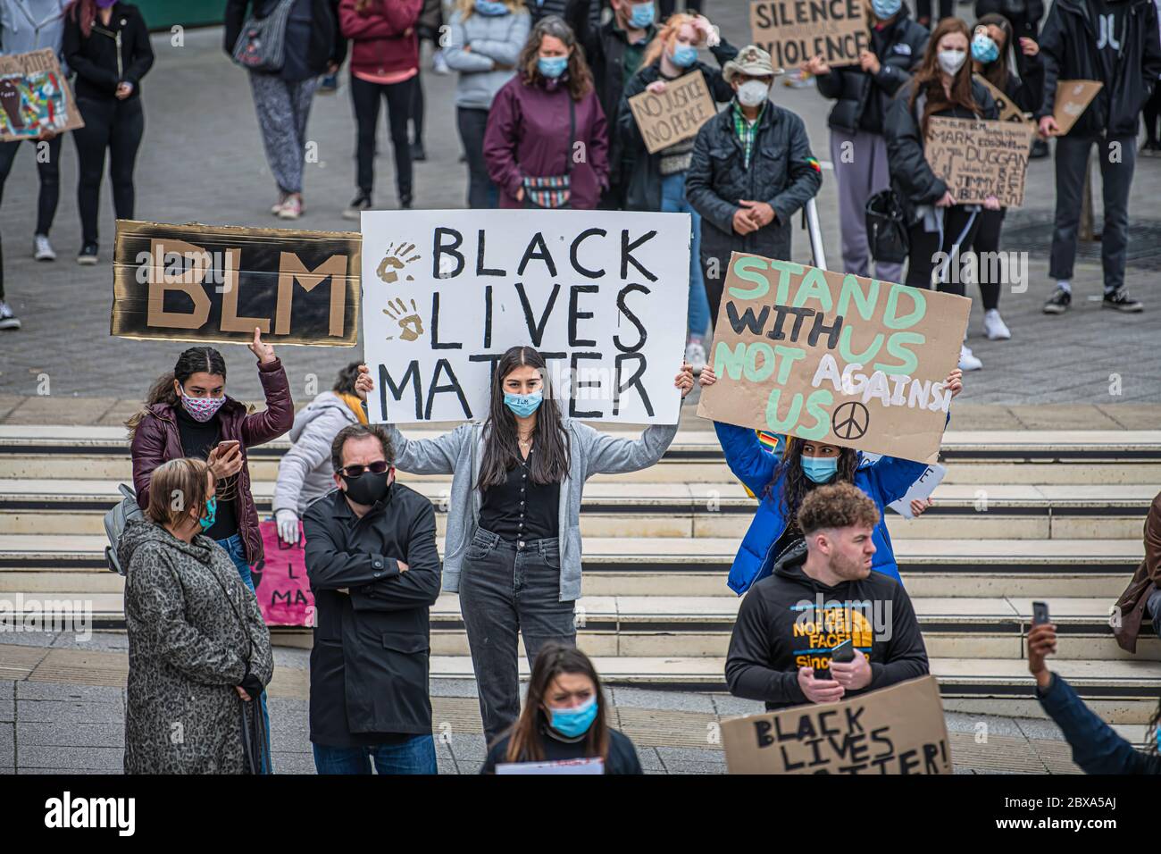 Swindon Black Lives Matter protesta, protesta pacifica contro il Reggente circa il 2020 giugno Foto Stock