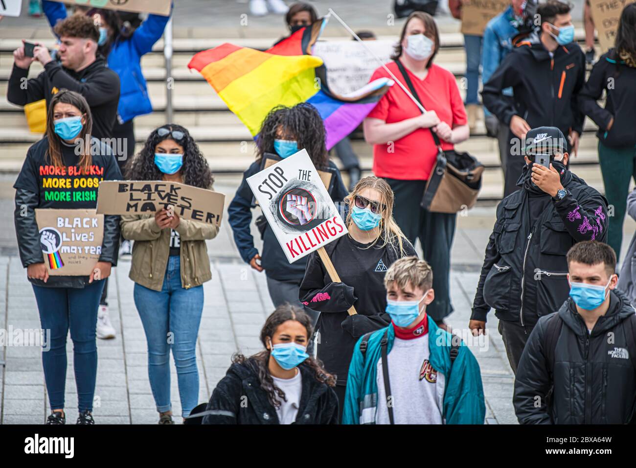 Swindon Black Lives Matter protesta, protesta pacifica contro il Reggente circa il 2020 giugno Foto Stock