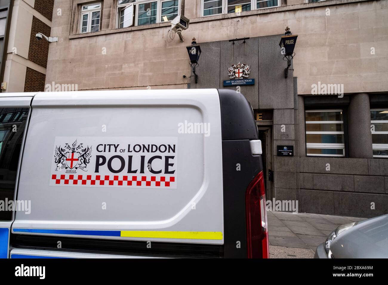 Londra- City of London Police van su Bishopgate Foto Stock