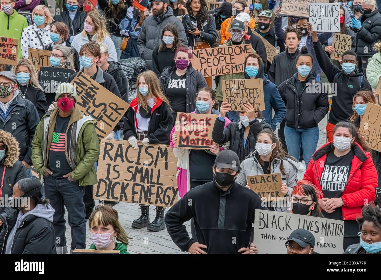 Swindon Black Lives Matter protesta, protesta pacifica contro il Reggente circa il 2020 giugno Foto Stock
