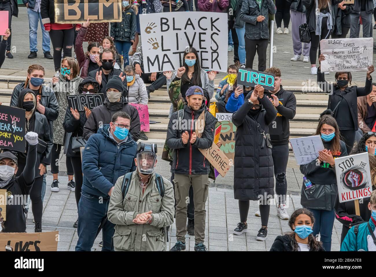 Swindon Black Lives Matter protesta, protesta pacifica contro il Reggente circa il 2020 giugno Foto Stock