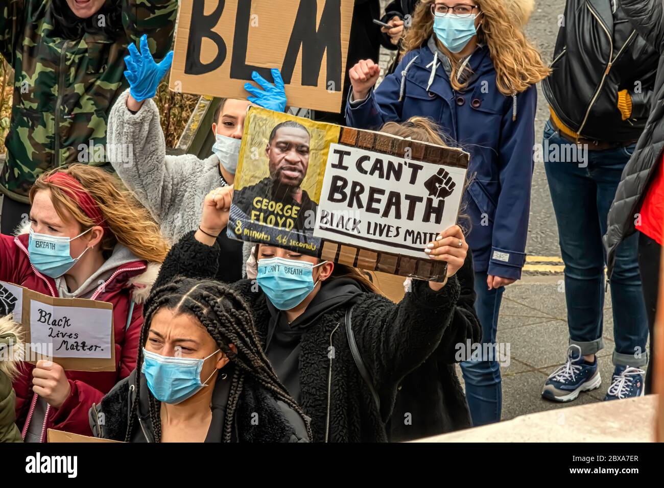 Swindon Black Lives Matter protesta, protesta pacifica contro il Reggente circa il 2020 giugno Foto Stock
