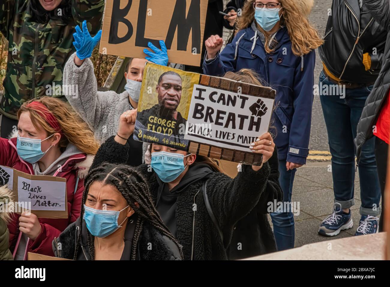 Swindon Black Lives Matter protesta, protesta pacifica contro il Reggente circa il 2020 giugno Foto Stock