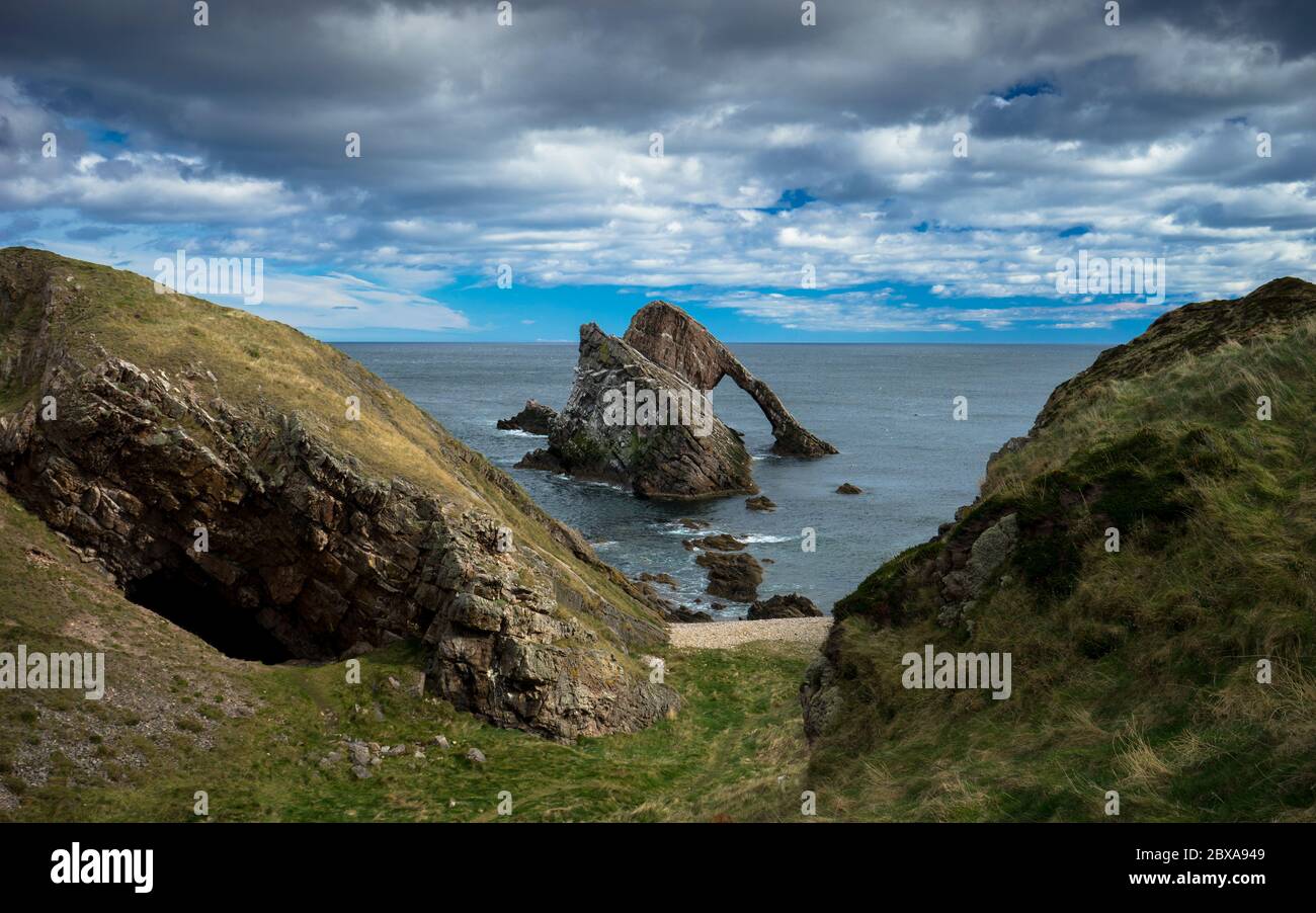 Bow Fiddle Rock Scozia Foto Stock