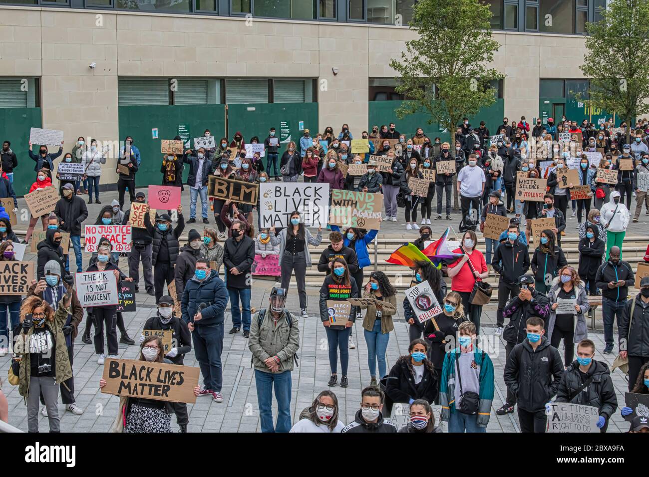 Swindon Black Lives Matter protesta, protesta pacifica contro il Reggente circa il 2020 giugno Foto Stock