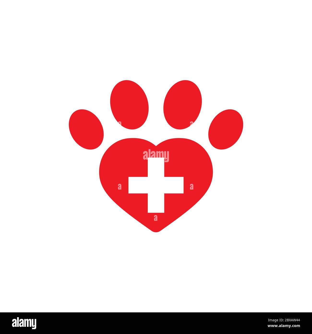 vettore di progettazione icona di aiuto per la cura del cuore con impronta animale Illustrazione Vettoriale