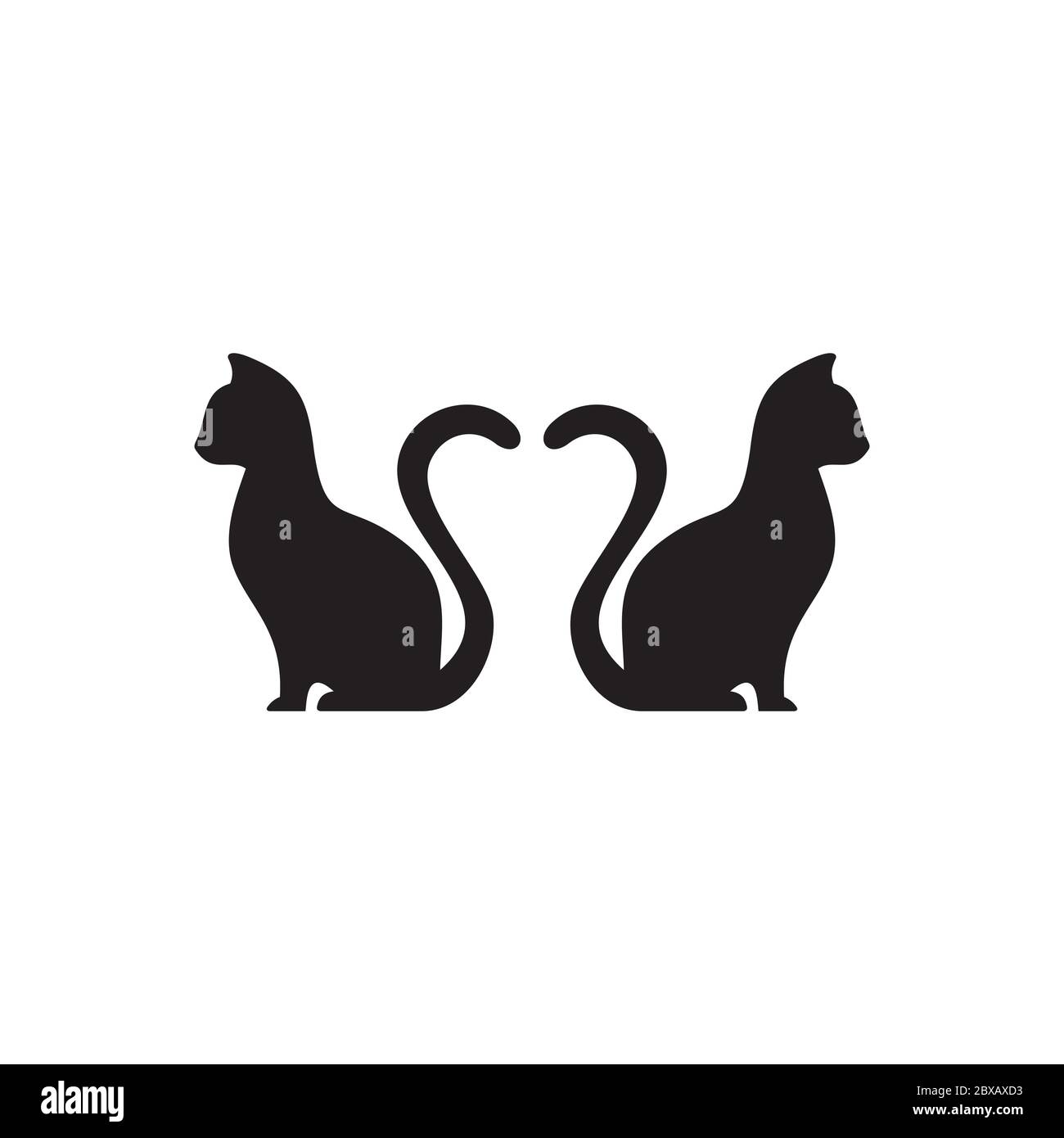 vettore simbolo di due gatti isolato su sfondo bianco Illustrazione Vettoriale