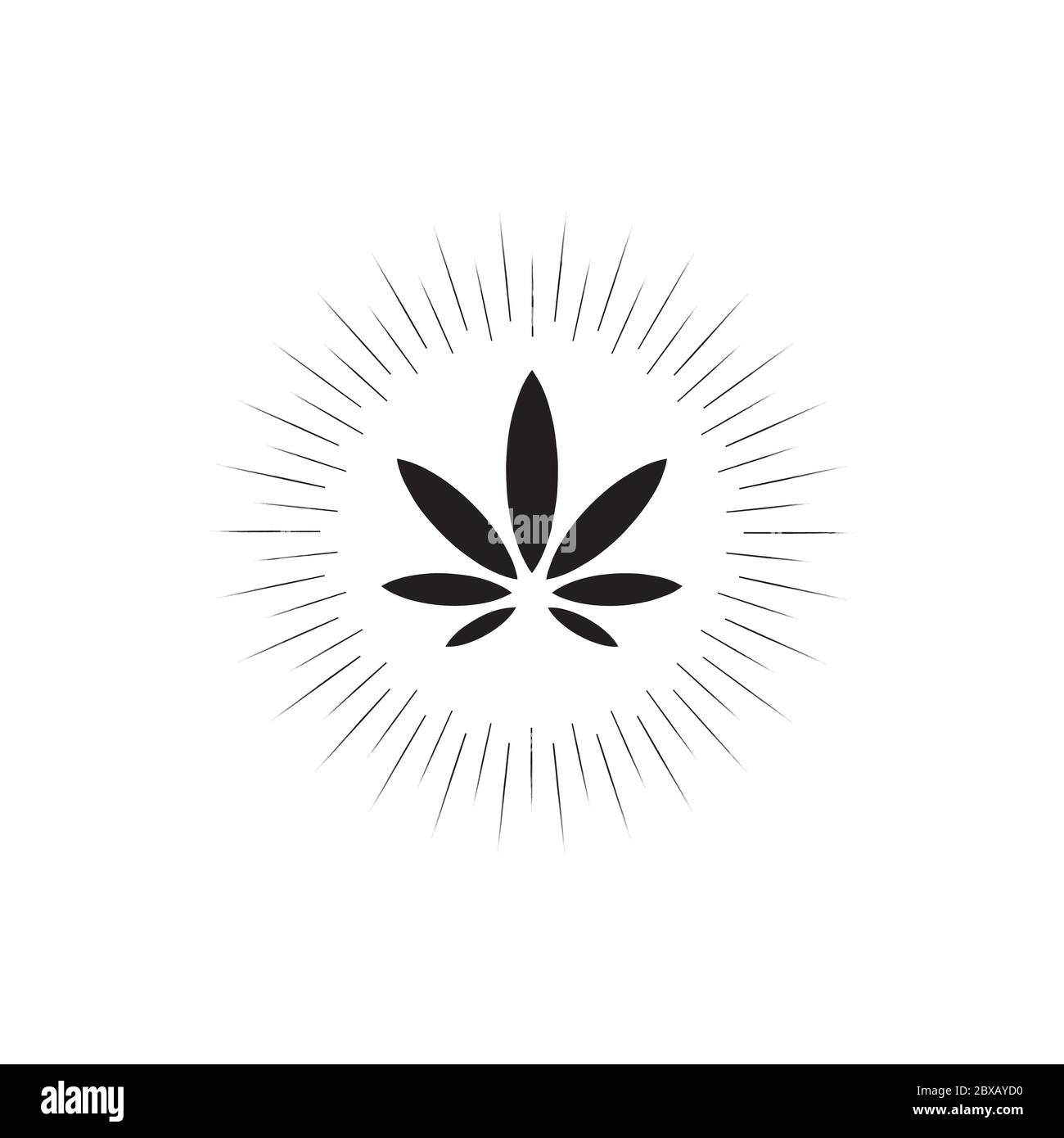 luce solare con simbolo di foglia di cannabis vettore di disegno Illustrazione Vettoriale