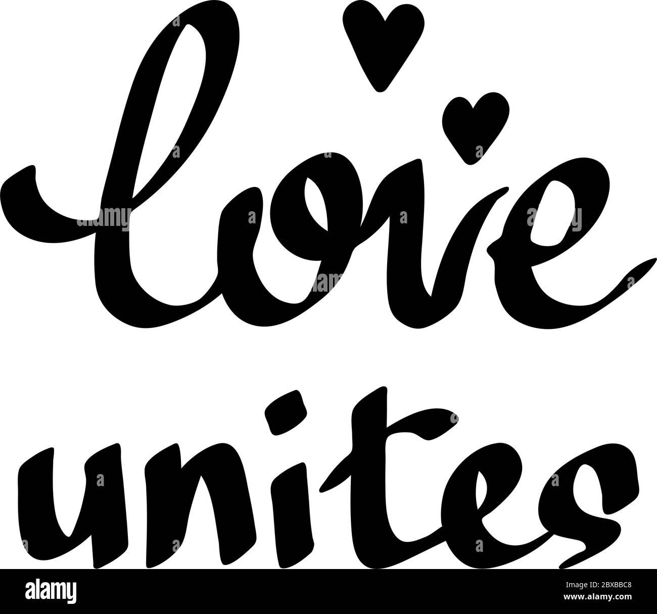 L'amore si unisce.. Preventivo disegnato a mano. Banner di protesta sul diritto umano dei neri negli Stati Uniti. Illustrazione vettoriale. Poster con icone per la stampa Illustrazione Vettoriale