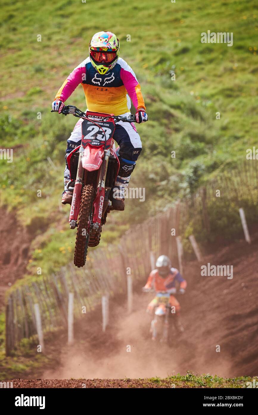 Gara di motocross a Exeter Foto Stock