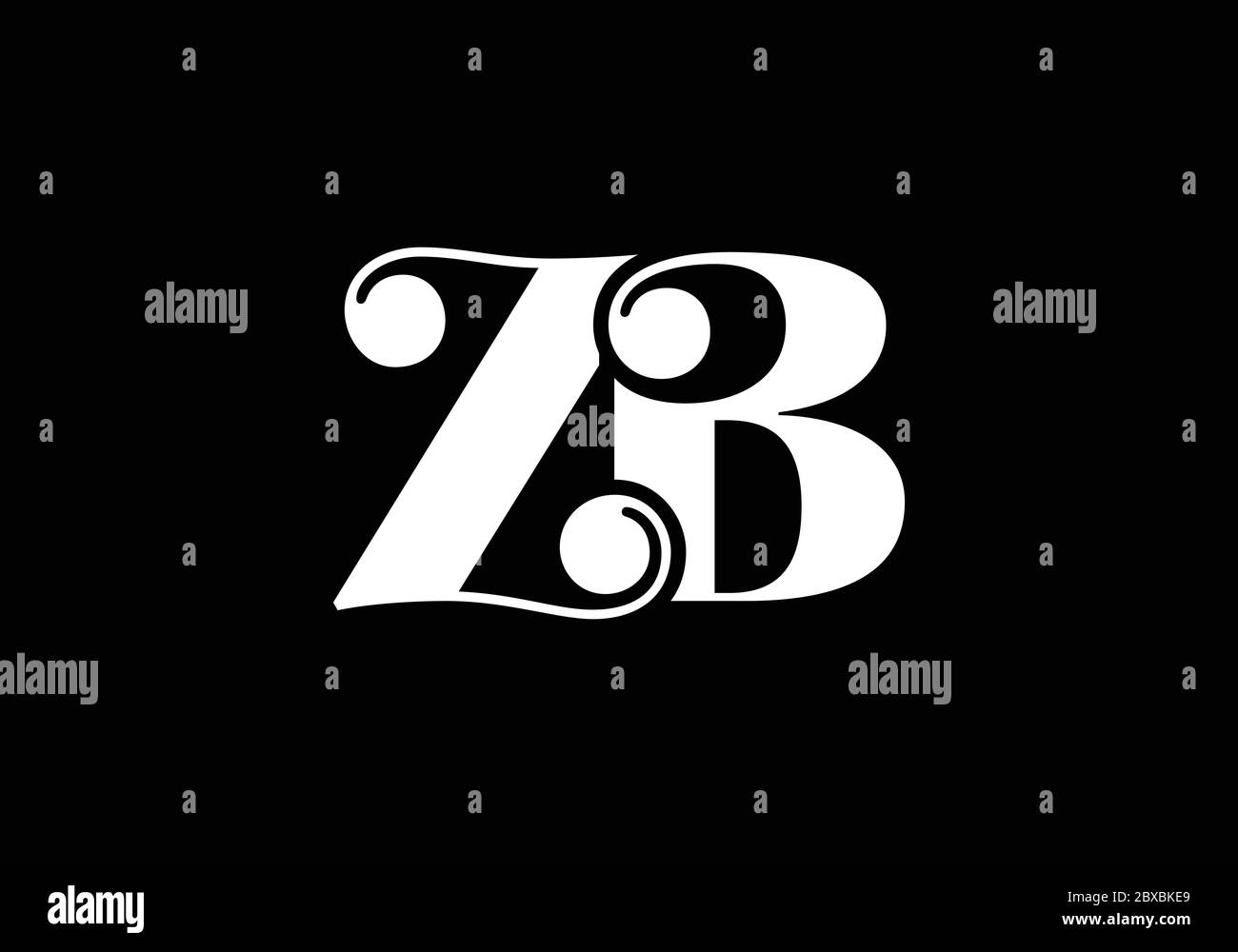 Modello vettoriale del disegno del logo Z B della lettera iniziale del monogramma. Simbolo grafico alfabetico per l'identità aziendale Illustrazione Vettoriale