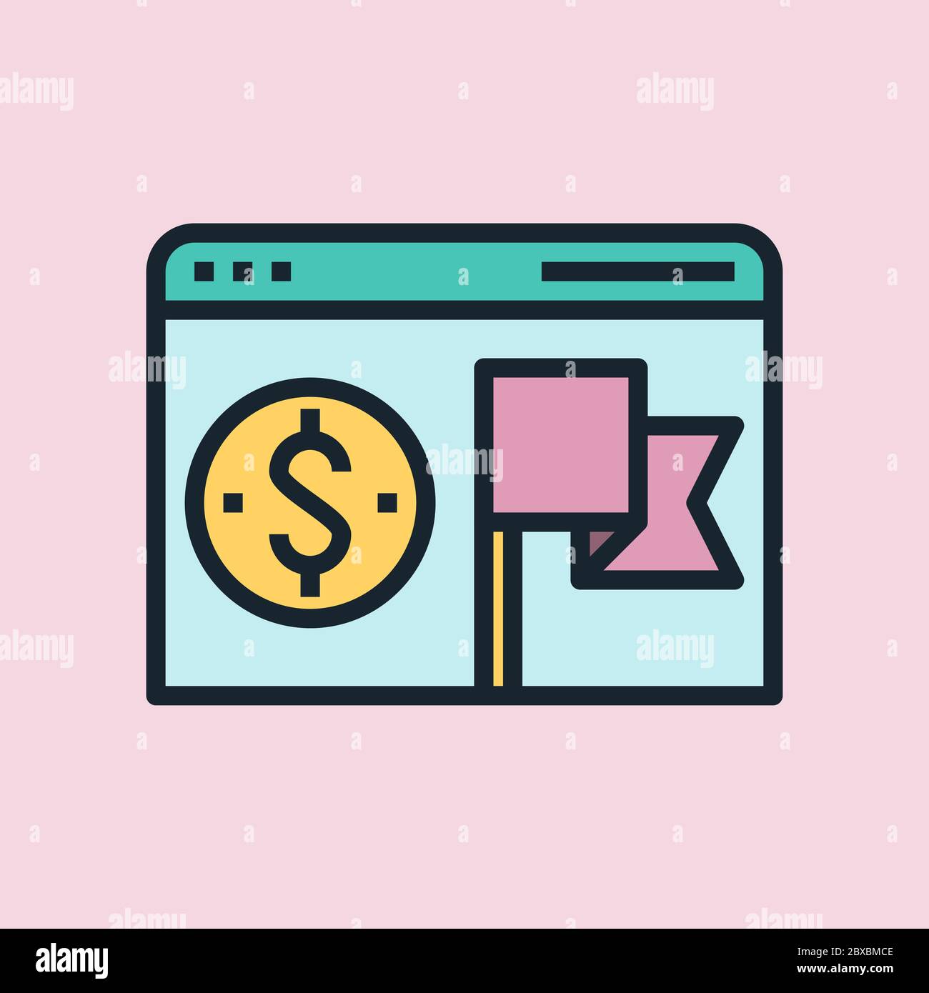 Conversione. Illustrazione del concetto di marketing digitale, banner stile lineare dal design piatto. Utilizzo per newsletter via e-mail, intestazioni, post di blog, stampa e altro ancora Illustrazione Vettoriale