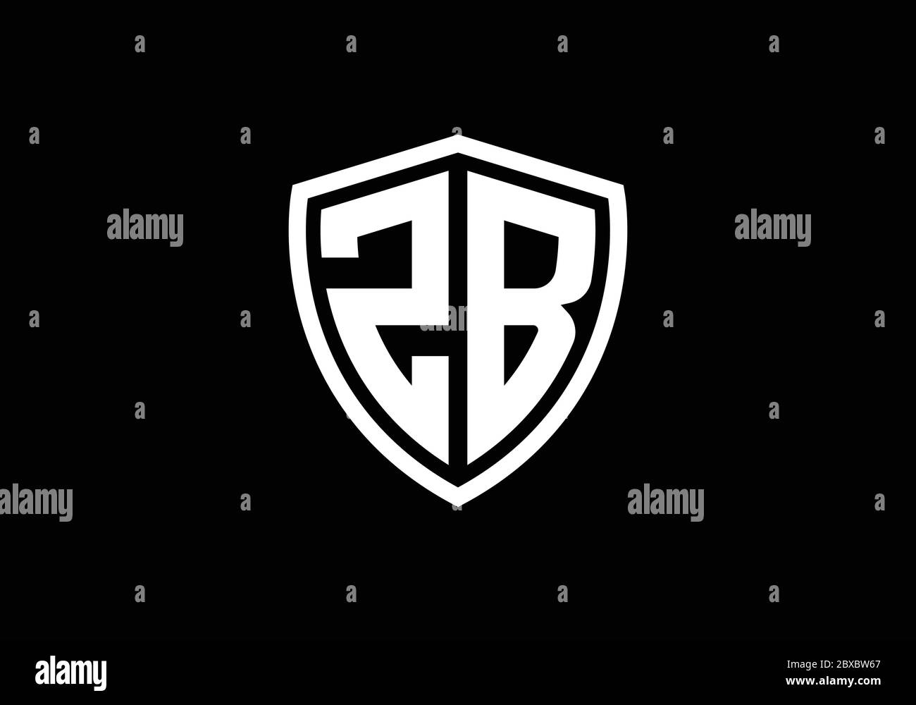 Modello vettoriale del disegno del logo Z B della lettera iniziale del monogramma. Simbolo grafico alfabetico per l'identità aziendale Illustrazione Vettoriale