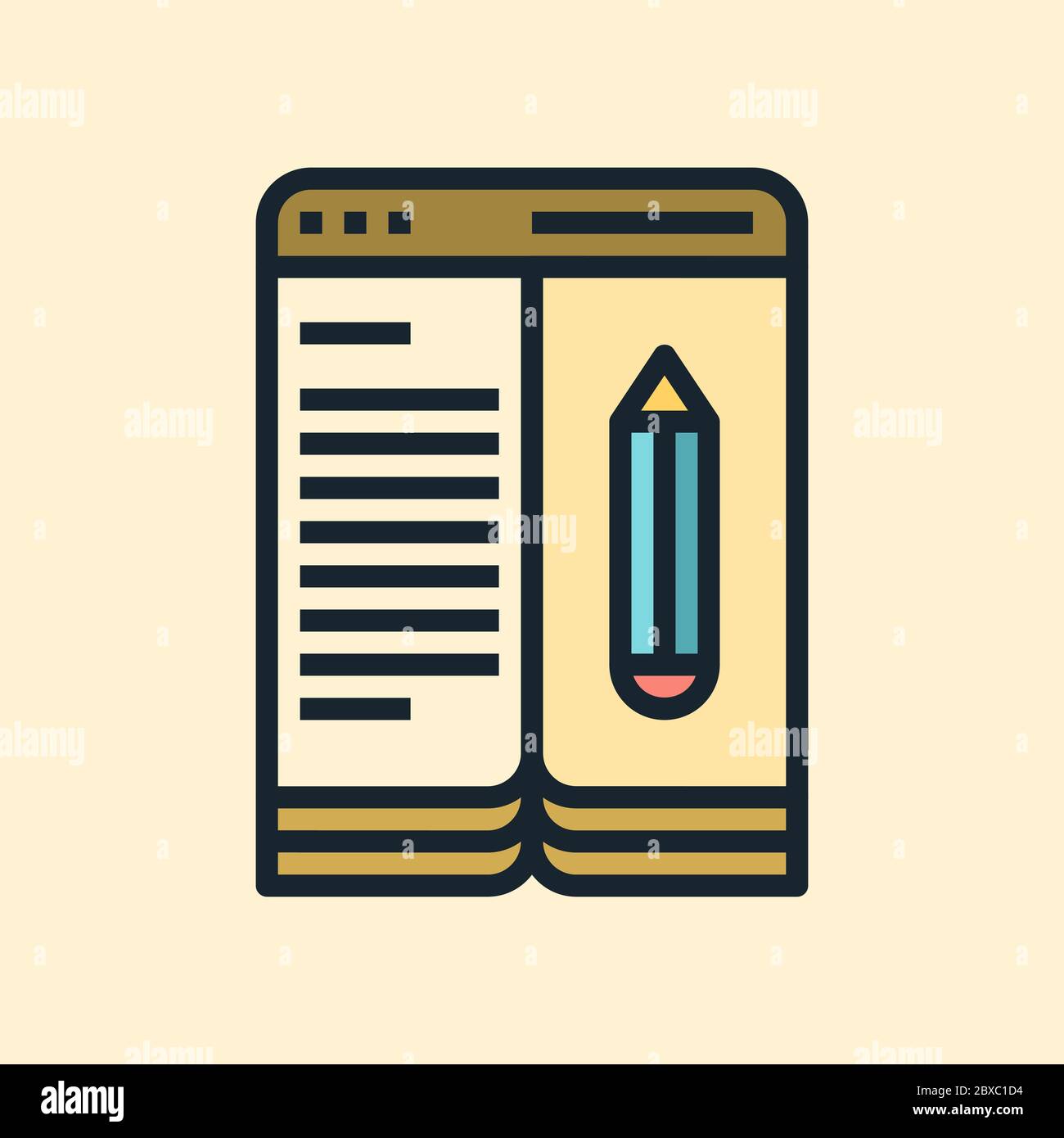 Blogging. Illustrazione del concetto di marketing digitale, banner stile lineare dal design piatto. Utilizzo per newsletter via e-mail, intestazioni, post di blog, stampa e altro ancora. Illustrazione Vettoriale