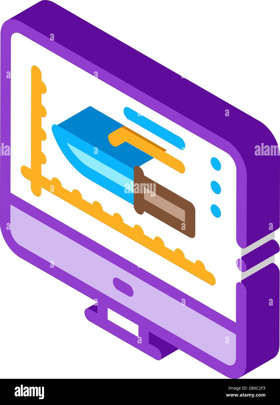 Illustrazione vettoriale icona isometrica del display coltelli Illustrazione Vettoriale