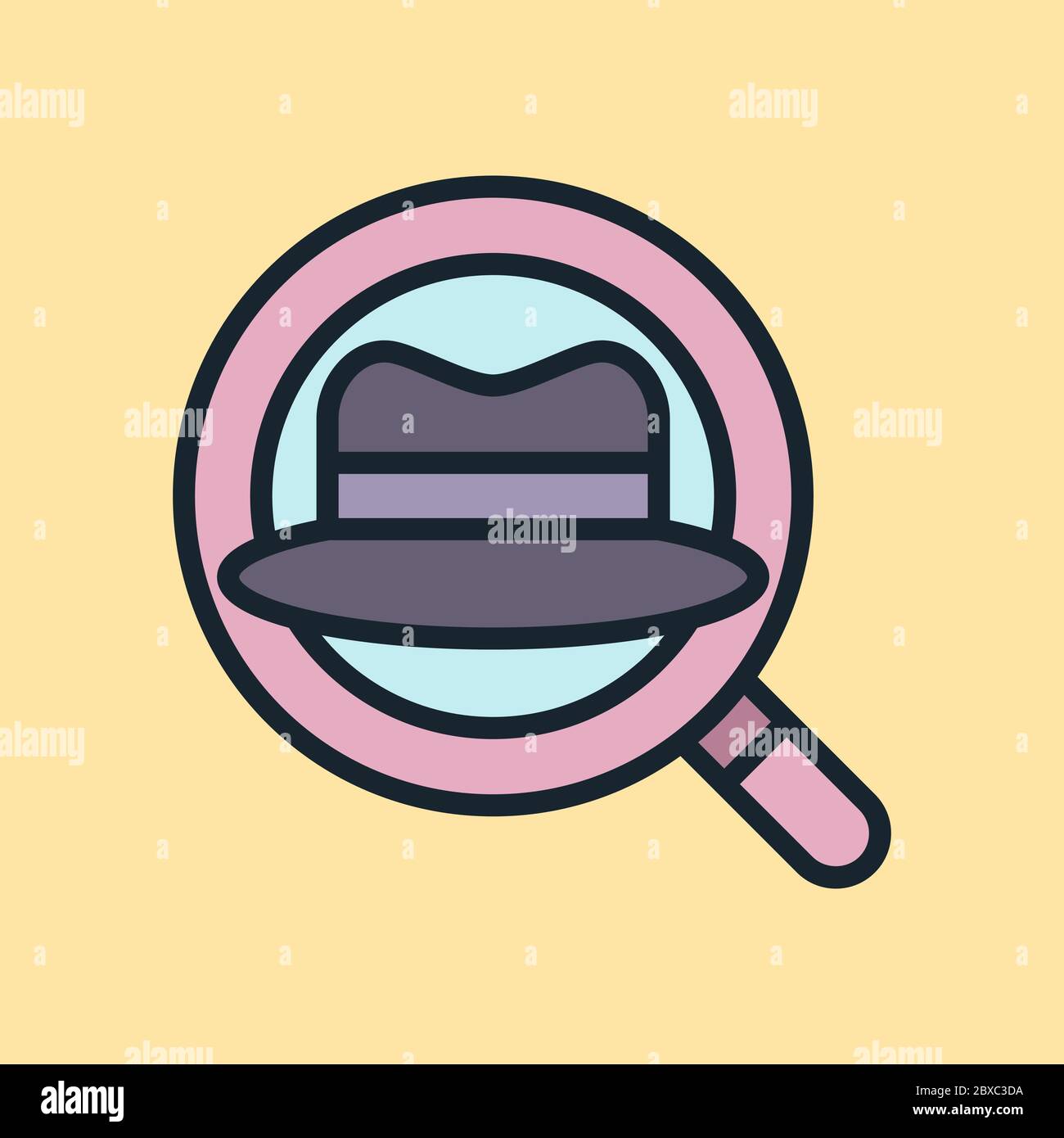 Cappello nero . Illustrazione del concetto di marketing digitale, banner stile lineare dal design piatto. Utilizzo per newsletter via e-mail, intestazioni, post di blog, stampa e altro ancora Illustrazione Vettoriale