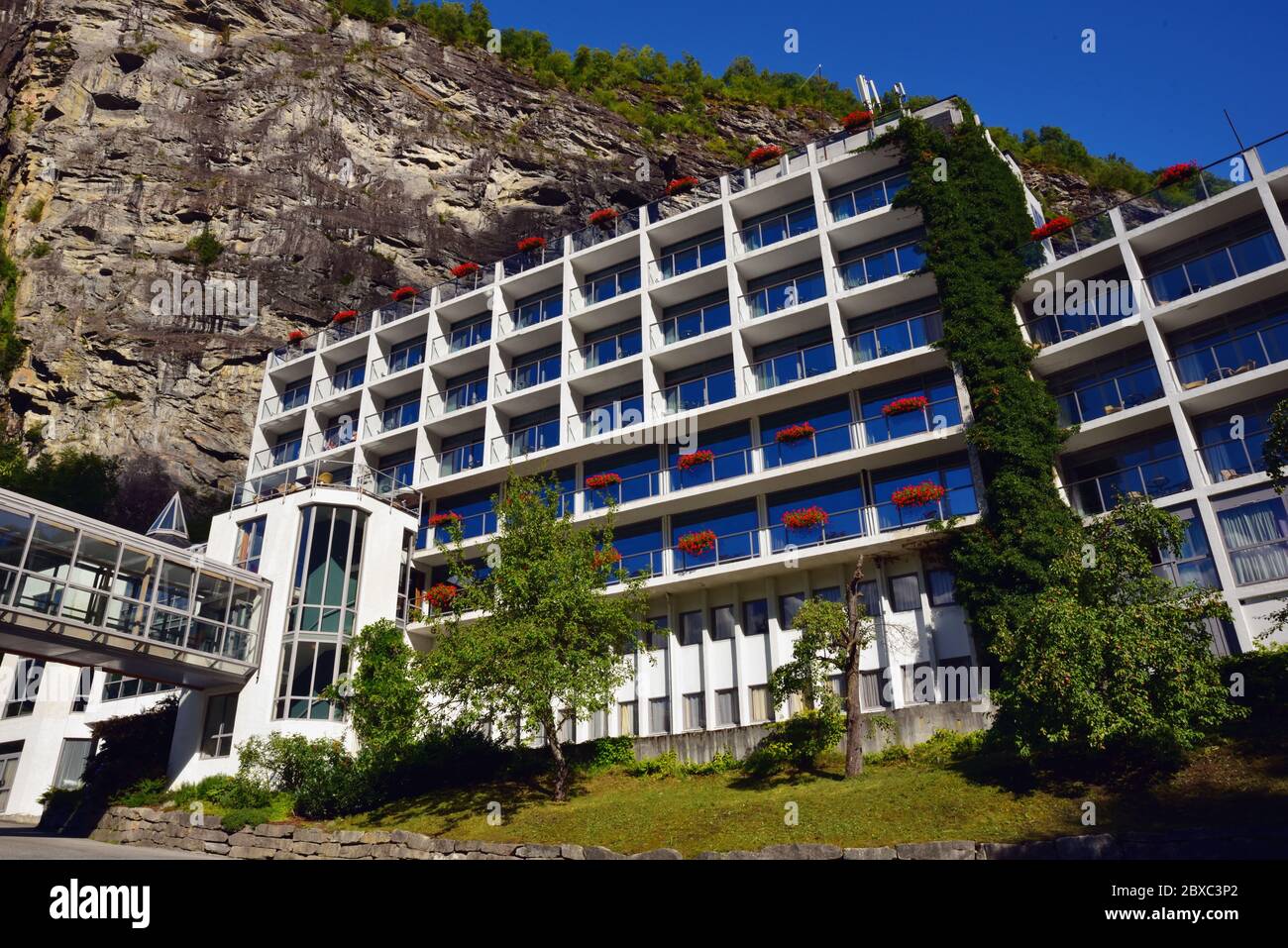L'Hotel Geiranger nella città di Geiranger, Norvegia. Foto Stock