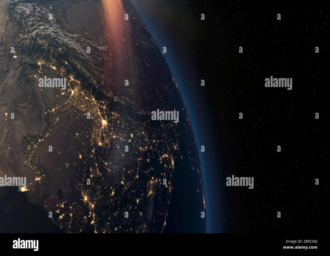 astronave super aliena. Questa nave in clipping percorso metterà un po 'di divertimento per le tue creazioni, illustrazione 3d Foto Stock