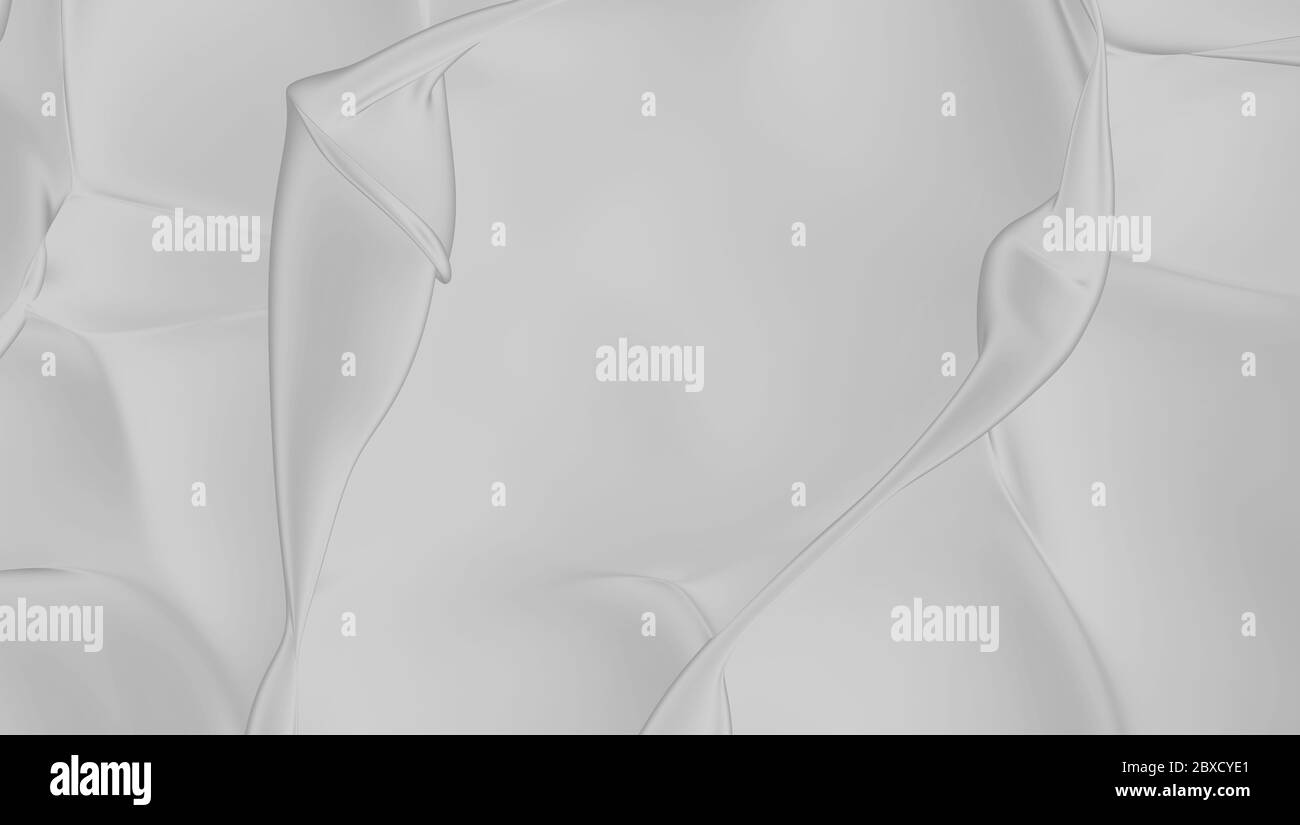 Plastica bianca crumple. Tessuto, pieghe in plastica. rendering 3d Foto Stock