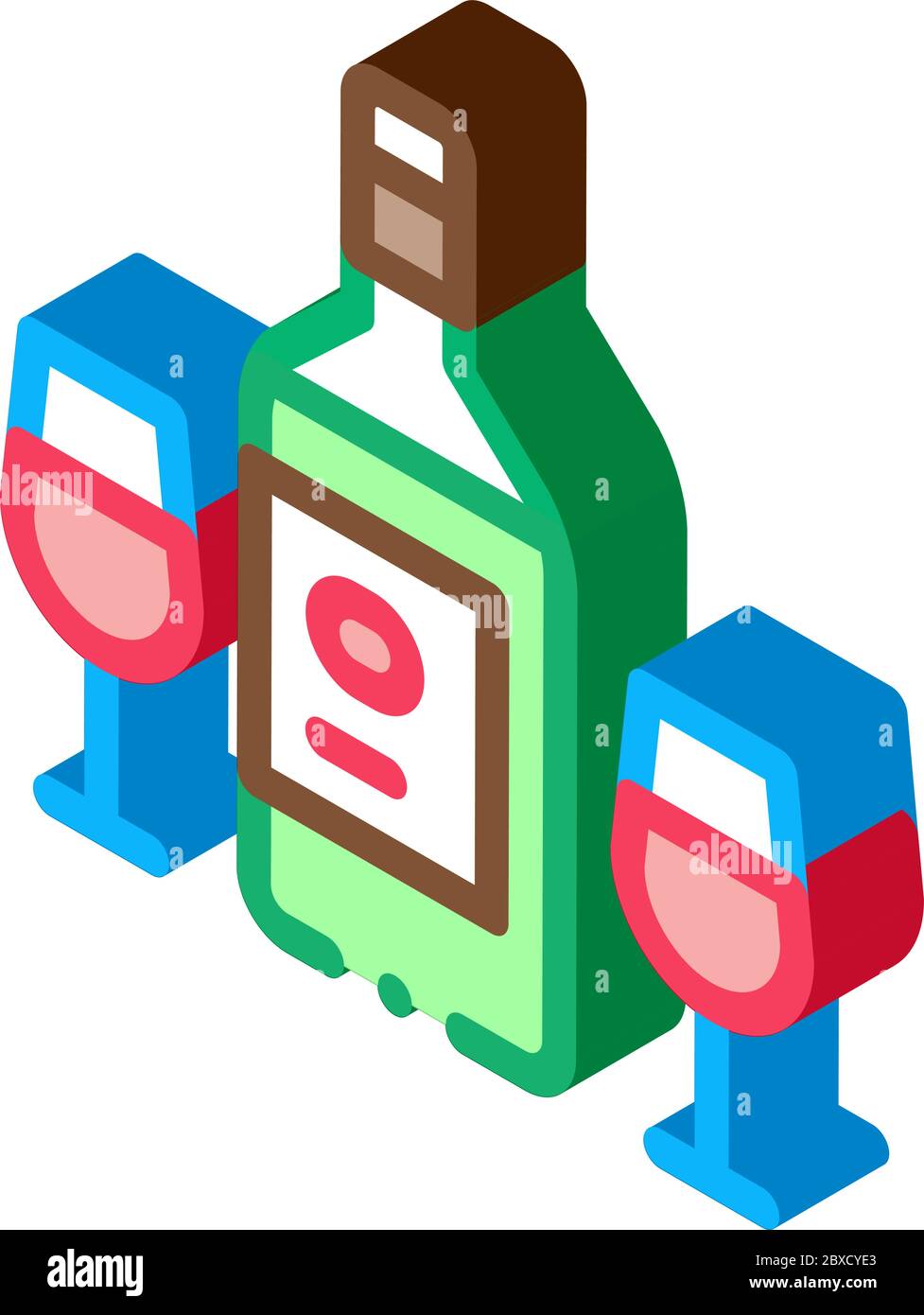 Bottiglia di vino icona isometrica Illustrazione vettoriale Illustrazione Vettoriale