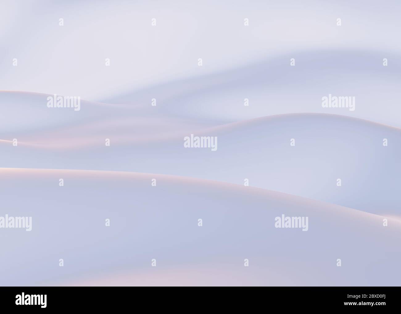 Montagne innevate in inverno. Sfondo bianco vuoto, colline bianche, concetto di sfondo. rendering 3d Foto Stock