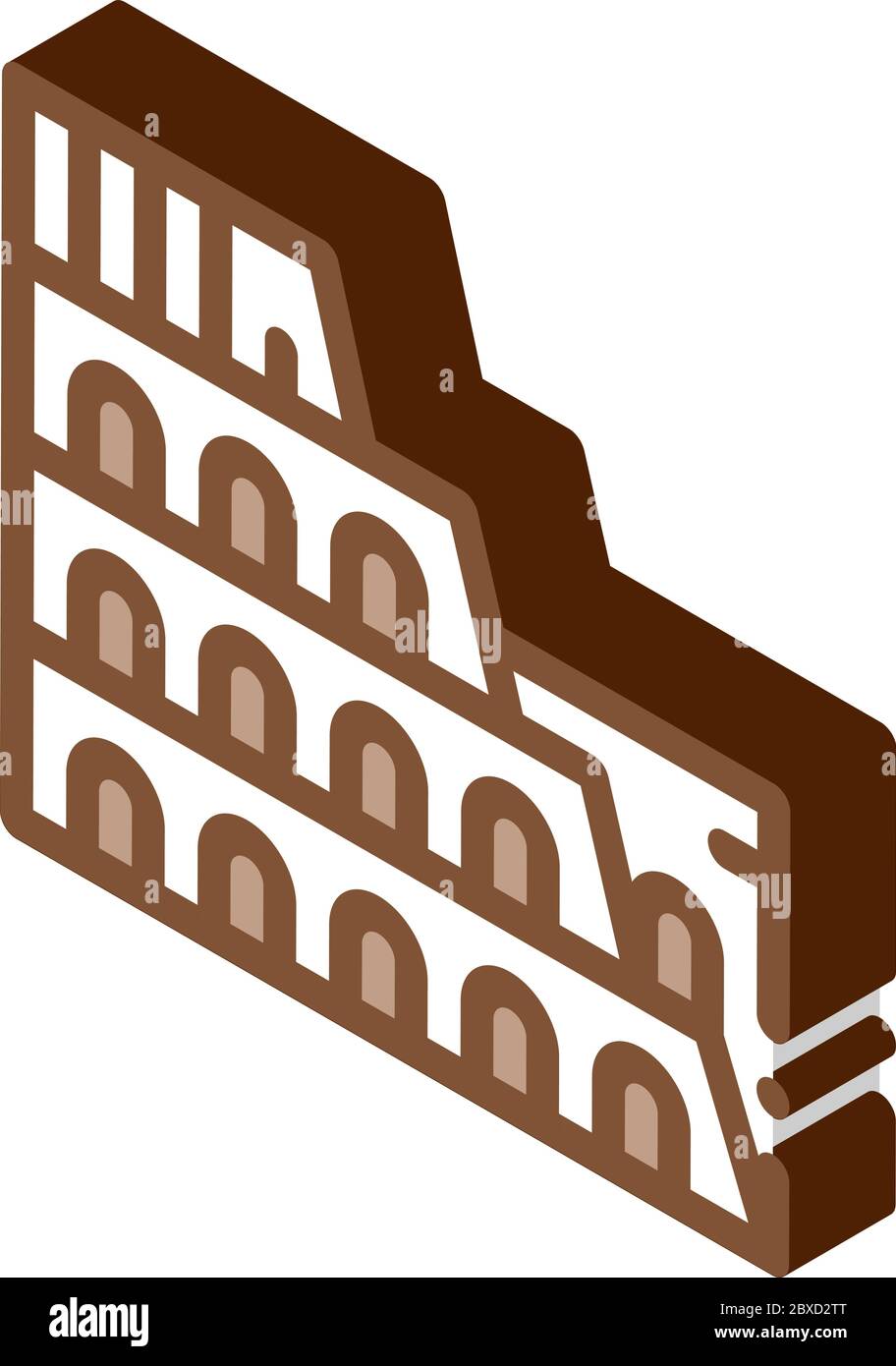 Illustrazione vettoriale dell'icona isometrica della costruzione del Colosseo Illustrazione Vettoriale