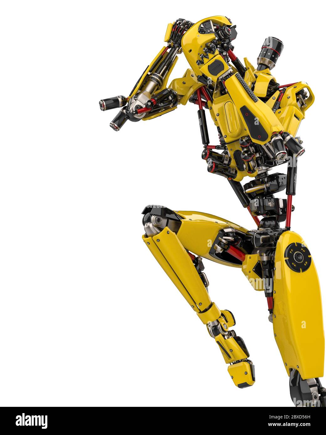 mega giallo robot super drone fighter posa 2 su sfondo bianco Foto stock -  Alamy