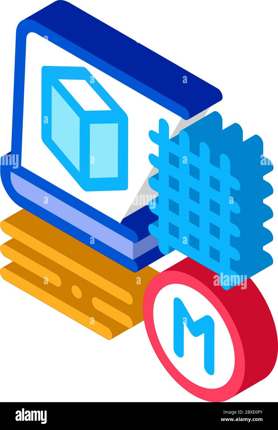modellazione di materiali da costruzione illustrazione vettoriale isometrica delle icone Illustrazione Vettoriale