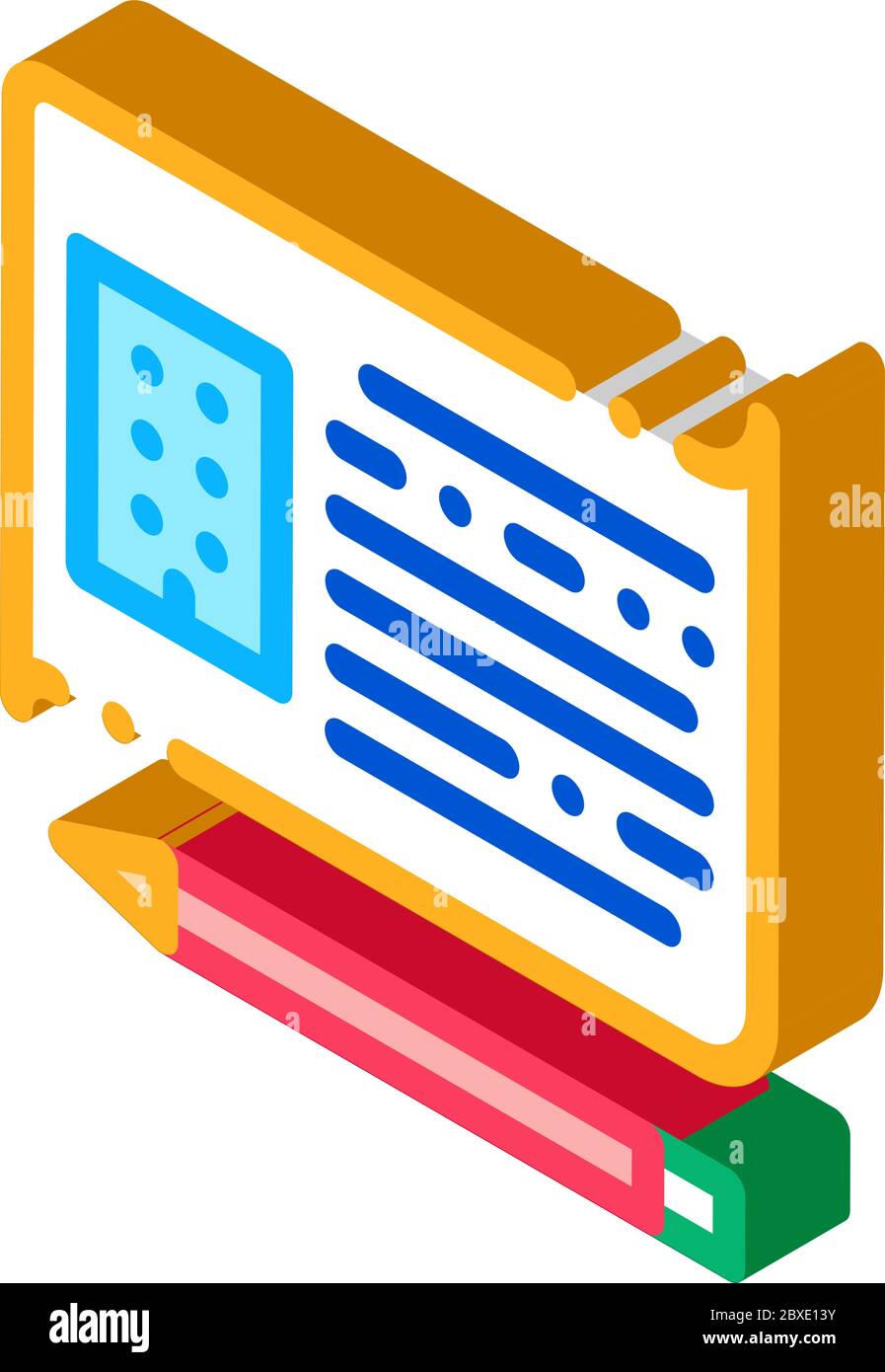 illustrazione vettoriale isometrica del modello di informazioni di costruzione scritte Illustrazione Vettoriale
