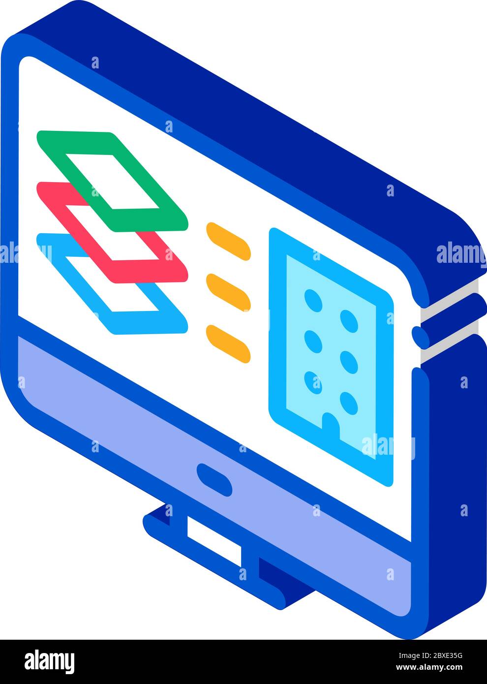 simulazione computerizzata di illustrazione vettoriale isometrica dell'edificio Illustrazione Vettoriale