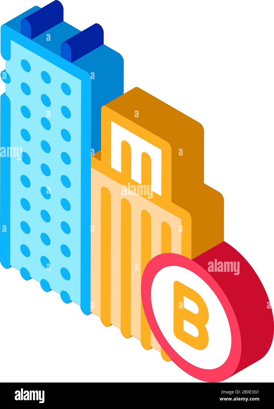 costruzione edifici residenziali icona isometrica illustrazione vettoriale Illustrazione Vettoriale