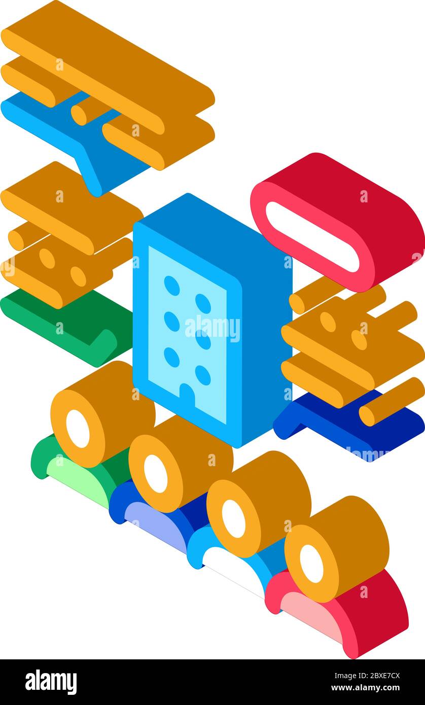 discussione di modellazione di immagine vettoriale di icone isometriche di casa Illustrazione Vettoriale