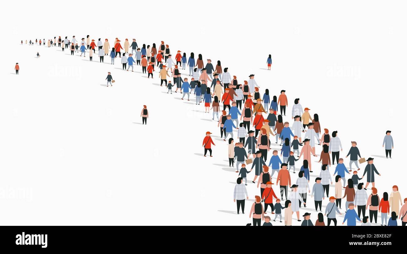 Folla di persone in piedi in fila. Gente folla. Illustrazione vettoriale Illustrazione Vettoriale