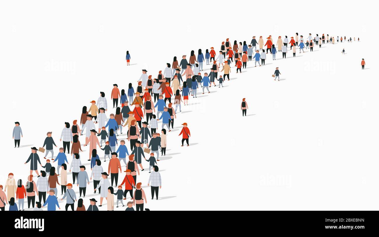 Folla di persone in piedi in fila. Gente folla. Illustrazione vettoriale Illustrazione Vettoriale