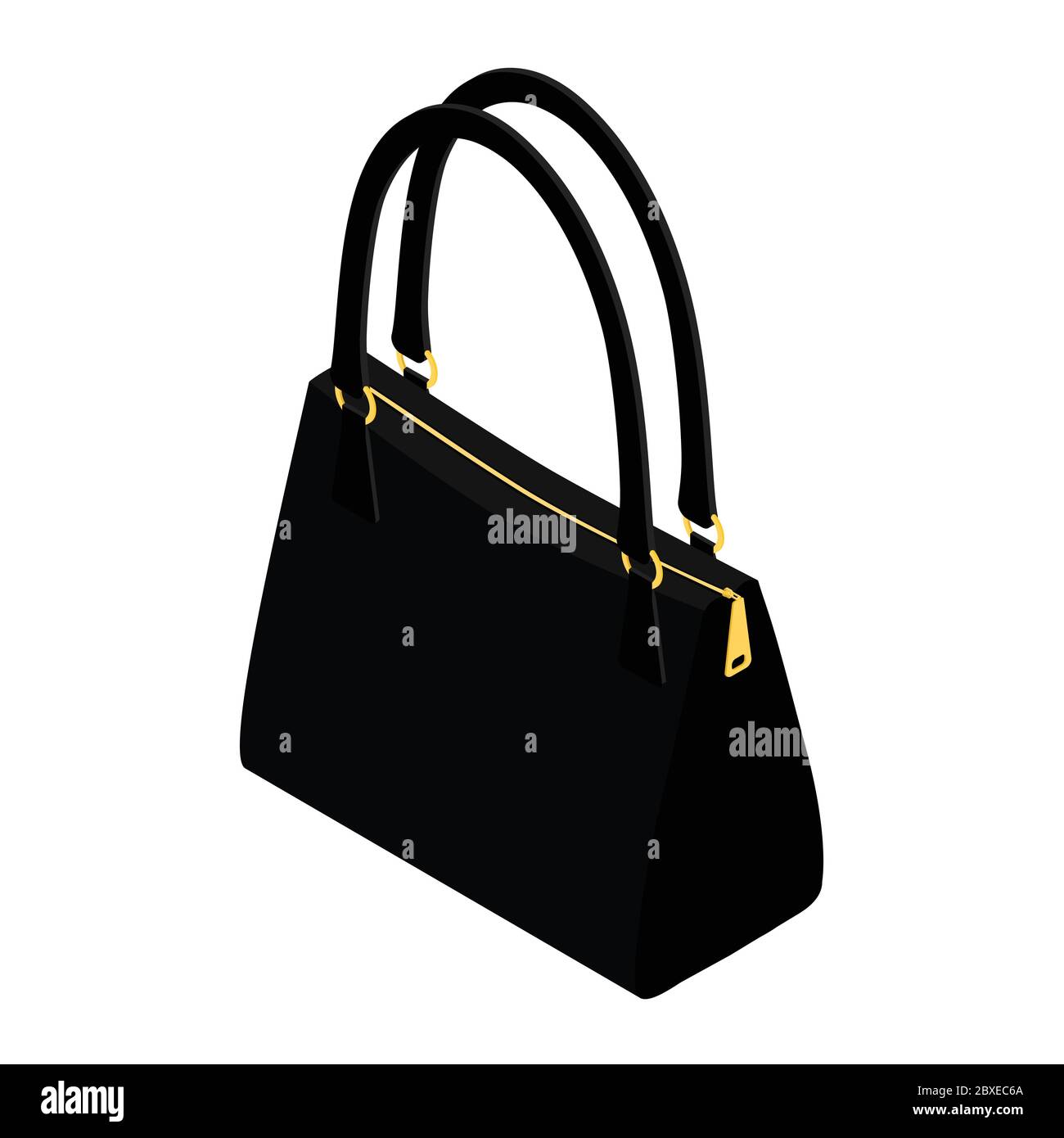 Accessori eleganti da donna. Bella borsa da donna su sfondo bianco. Nero.  Vista isometrica. Vettore Immagine e Vettoriale - Alamy