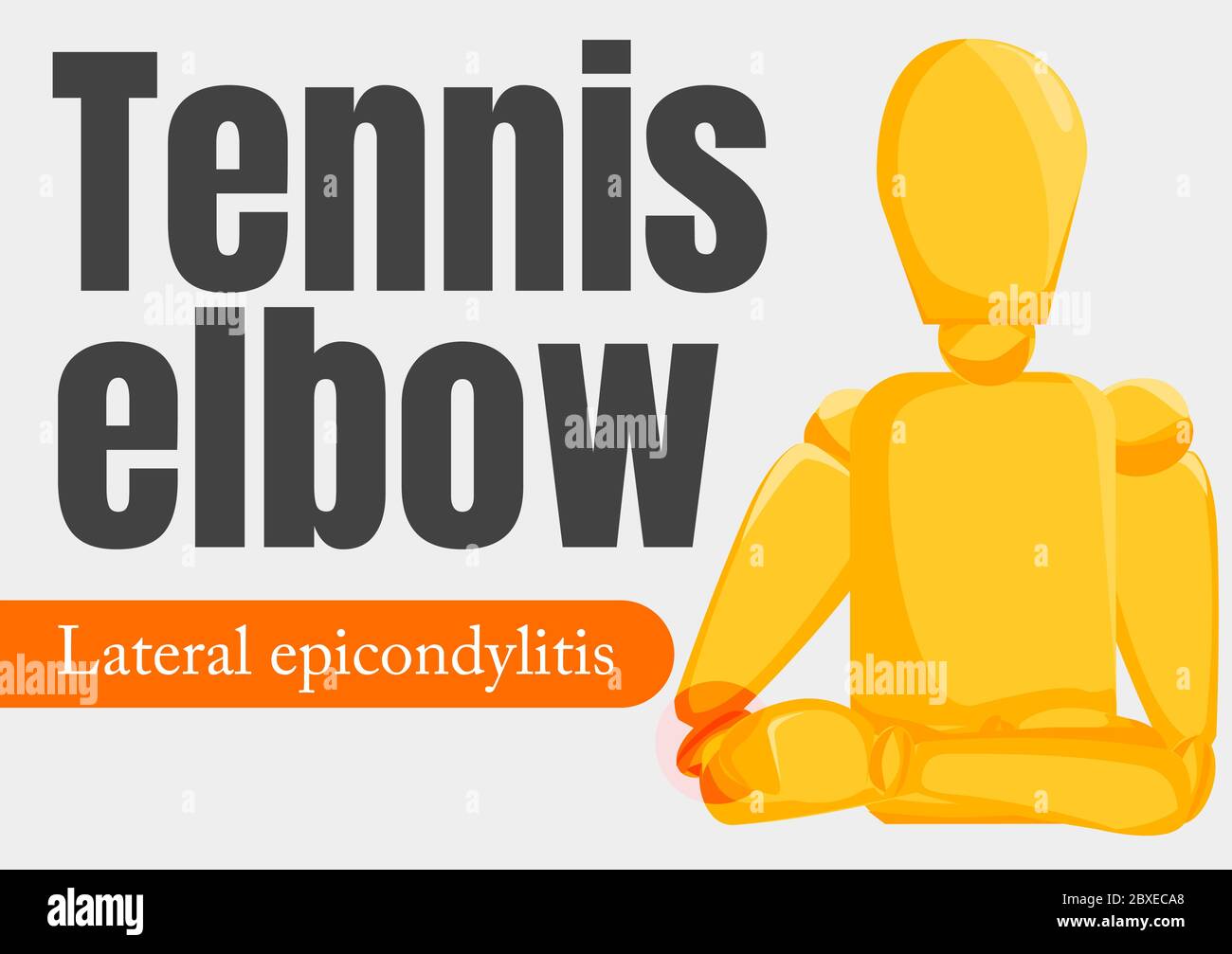 Pupazzo con gomito da tennis o epicondilite laterale Illustrazione Vettoriale