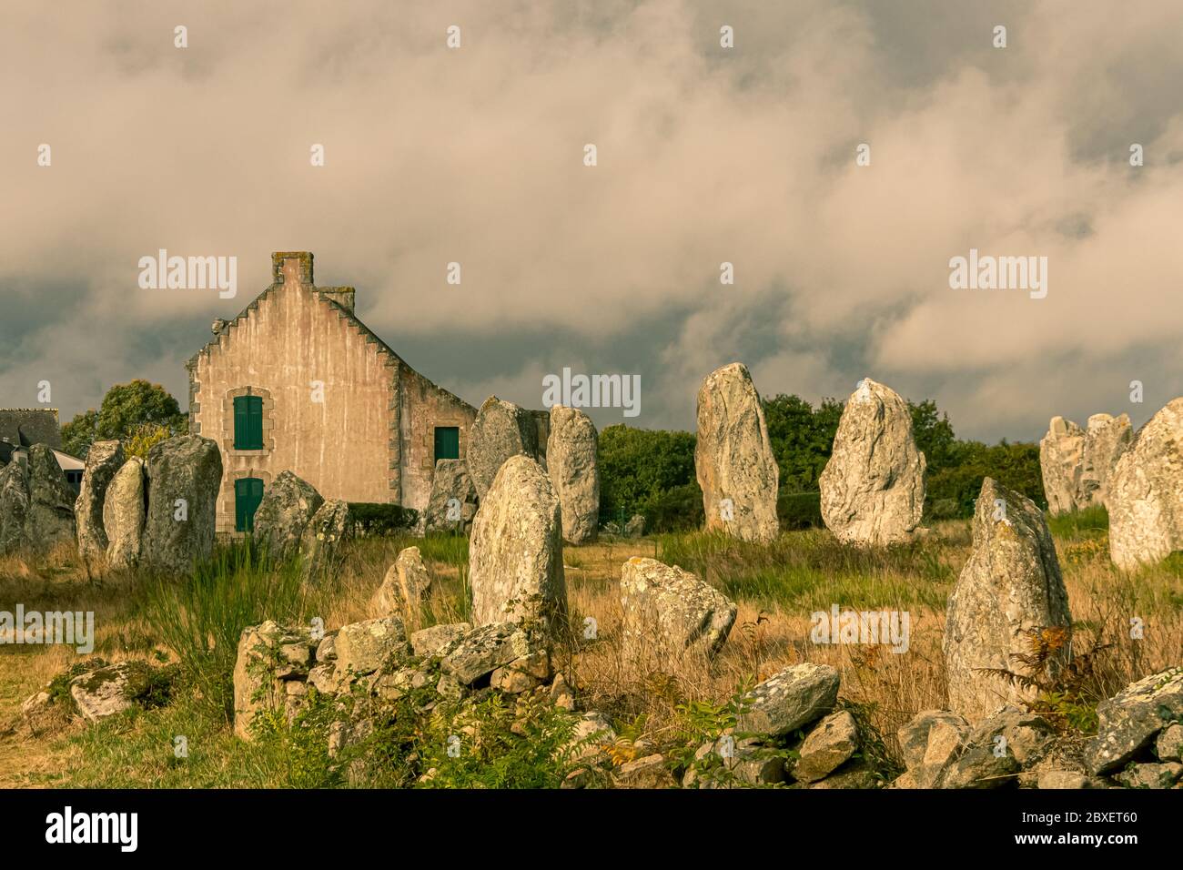 Casa tipica in Carnac Alignments, Bretagna Regione. Francia. Foto Stock