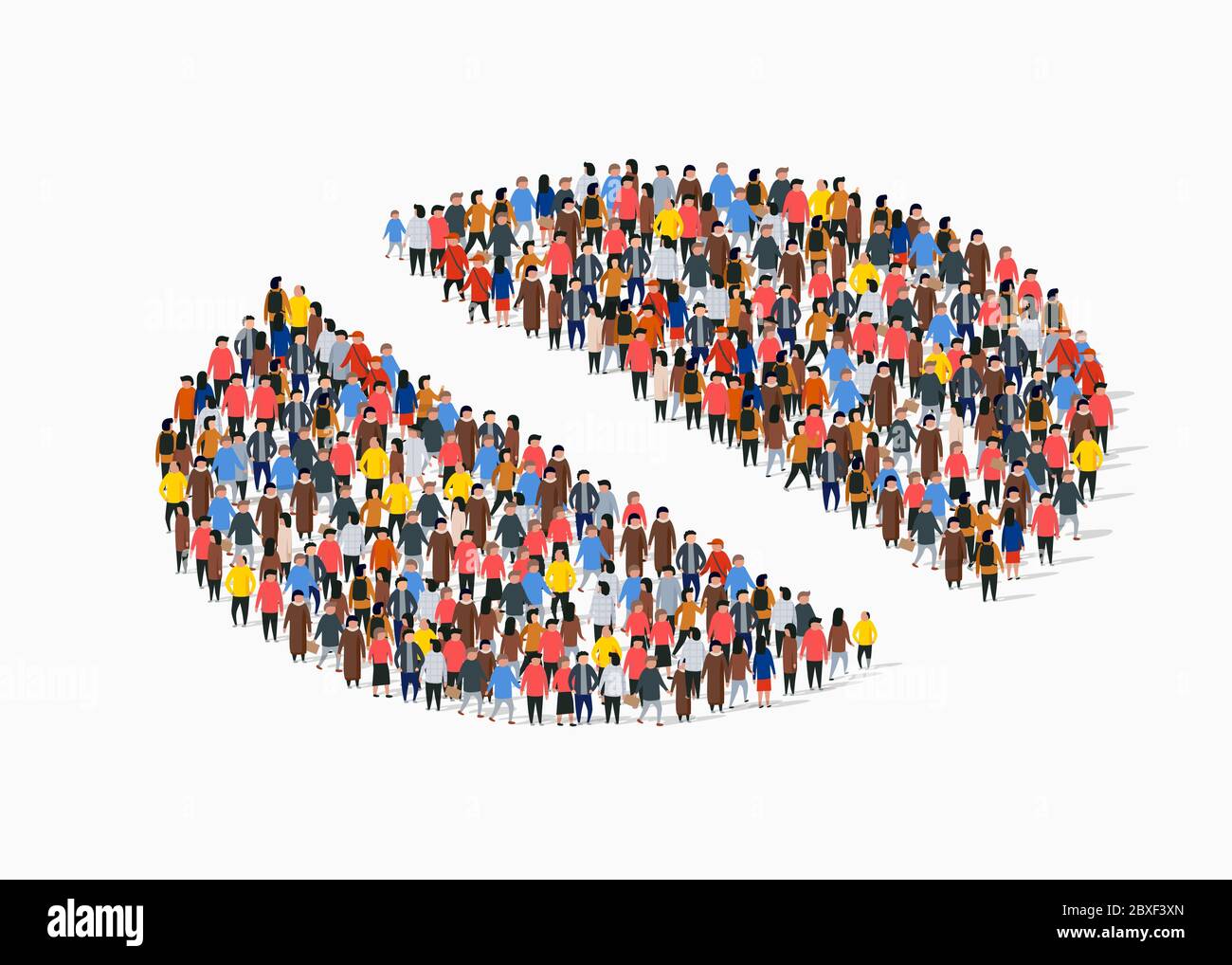 Rapporto sui dati demografici della popolazione, grafico a torta composto da persone. Gruppo separato. Illustrazione vettoriale Illustrazione Vettoriale