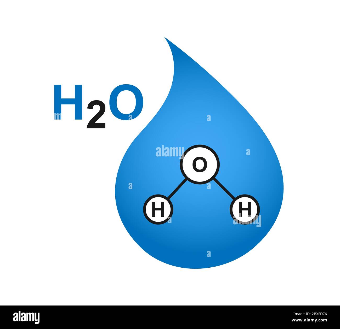 Modello molecolare della molecola di acqua H2O. Illustrazione Vettoriale