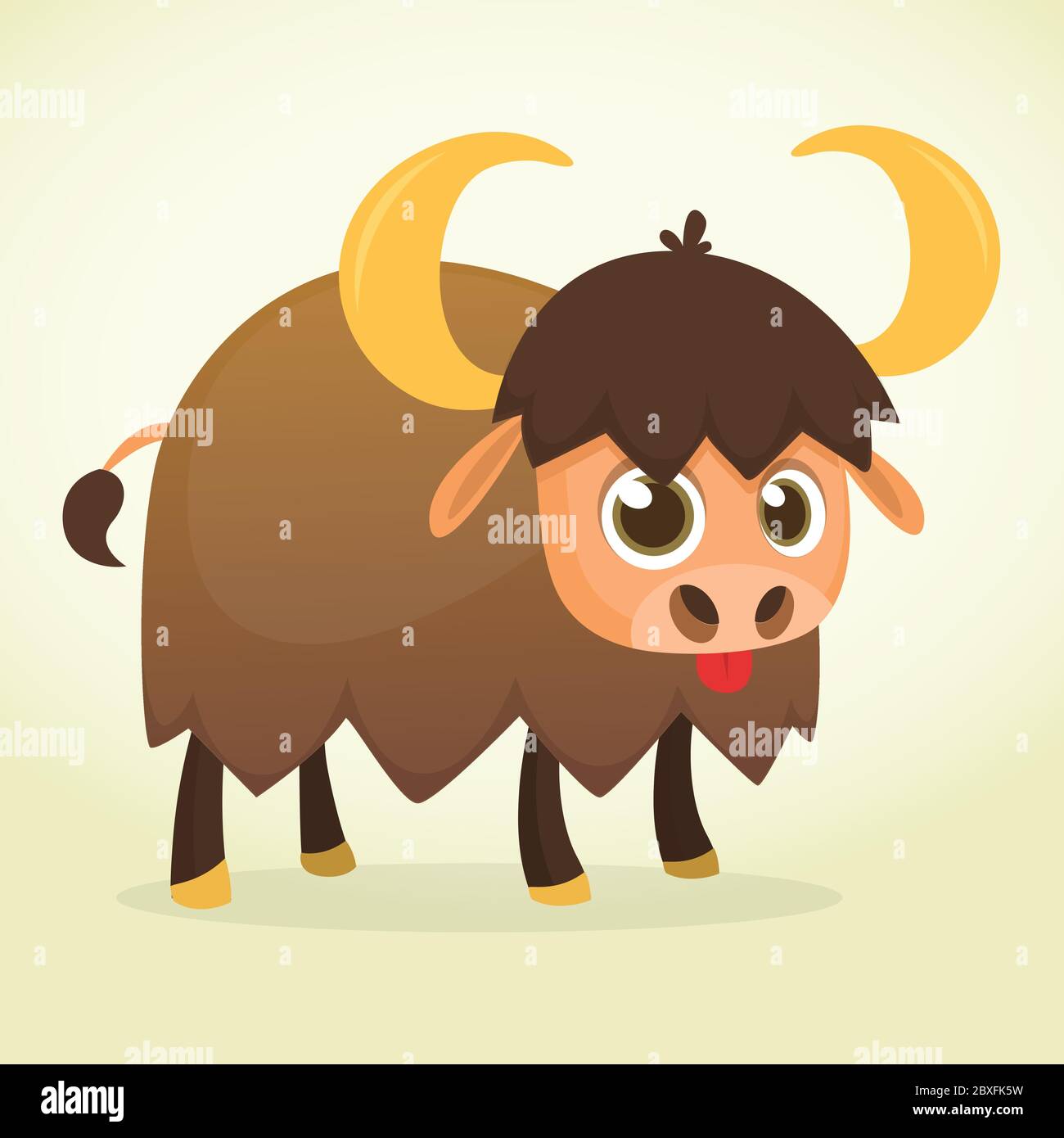 Cartoon american bull (bufalo, bue, bisonte), isolato su sfondo bianco. Pagina colorata per bambini e bambini Illustrazione Vettoriale