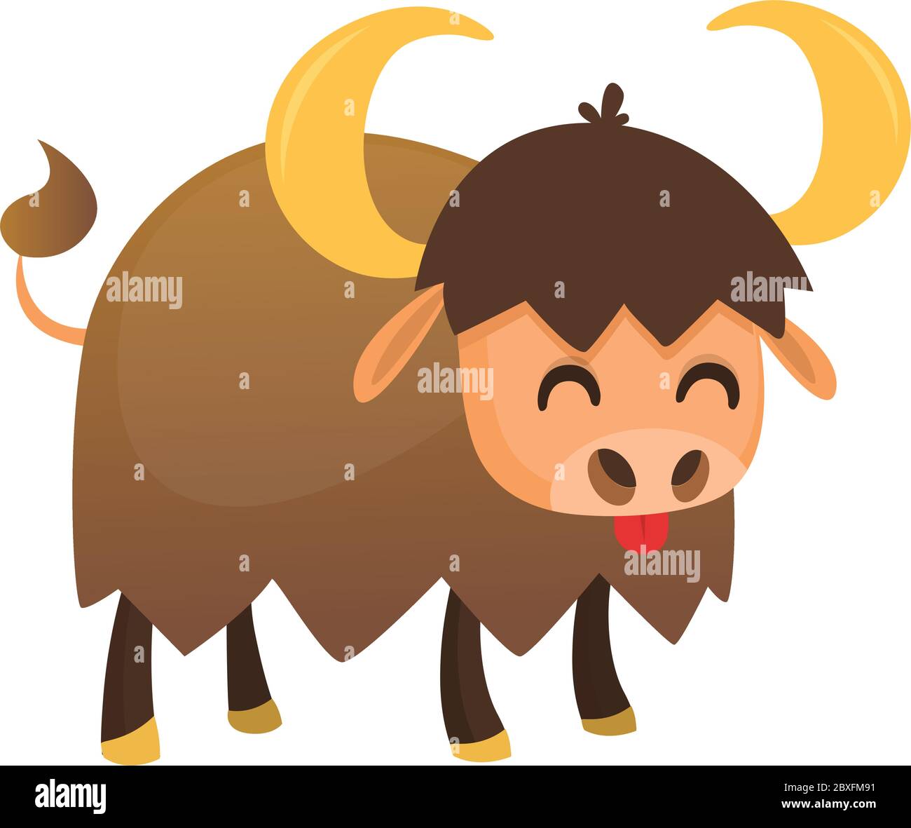 Cartoon american bull (bufalo, bue, bisonte), isolato su sfondo bianco. Pagina colorata per bambini e bambini Illustrazione Vettoriale