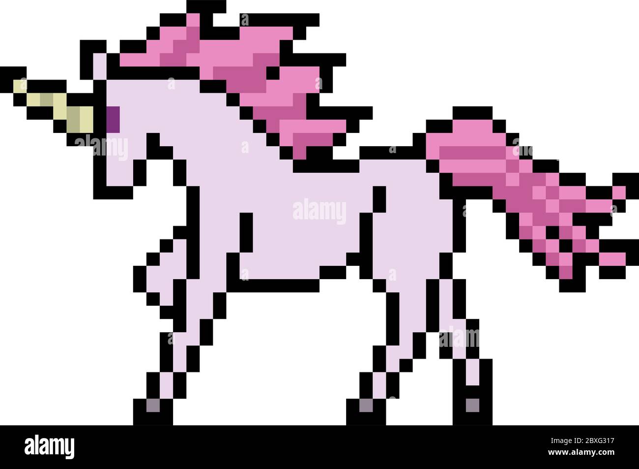 unicorno grafico pixel vettoriale isolato Illustrazione Vettoriale