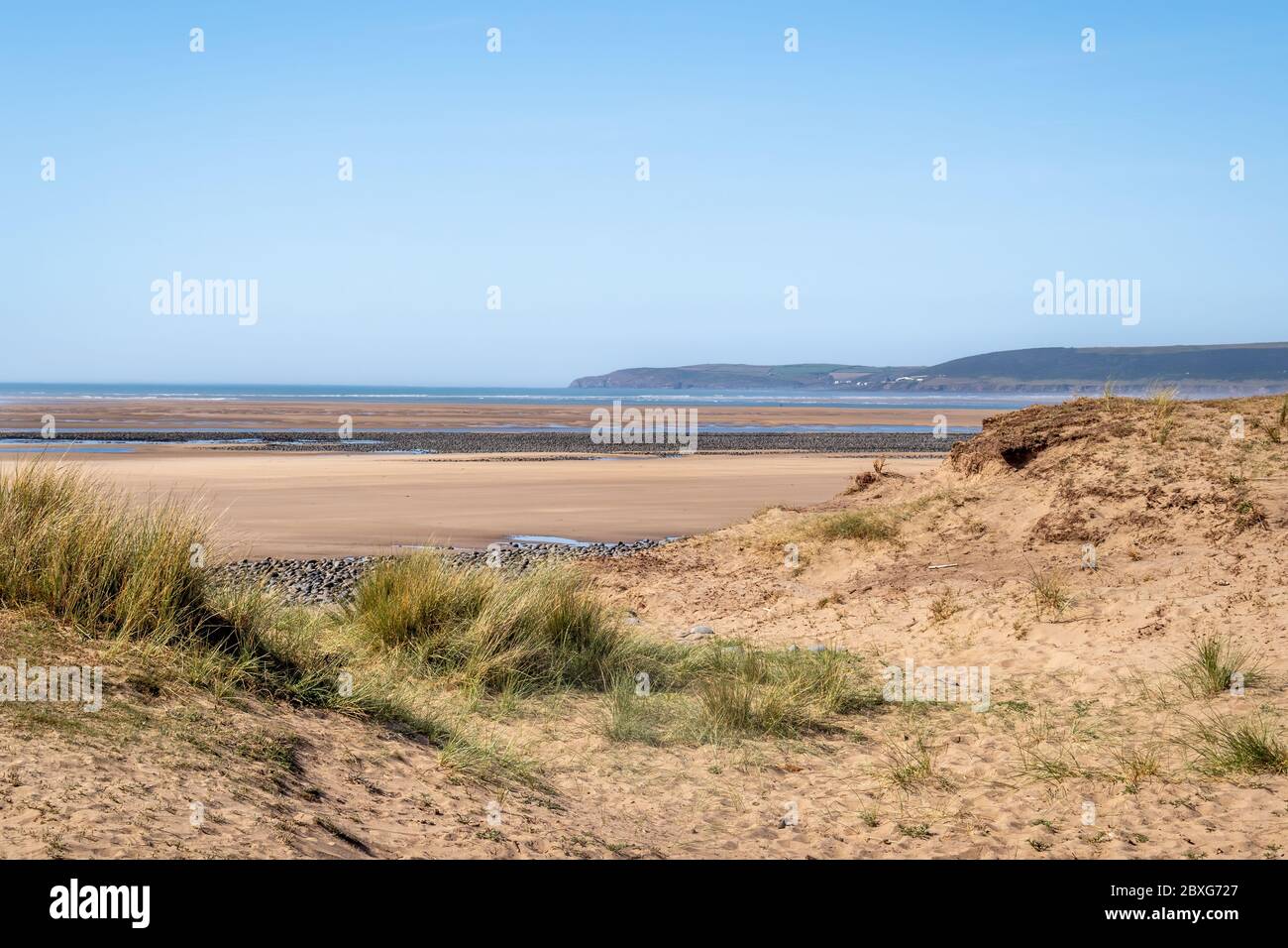 Northam Burrows sul Torridge e l'estuario del Taw. Bellissimo paesaggio, interessante geologia e sito di particolare interesse scientifico. Foto Stock